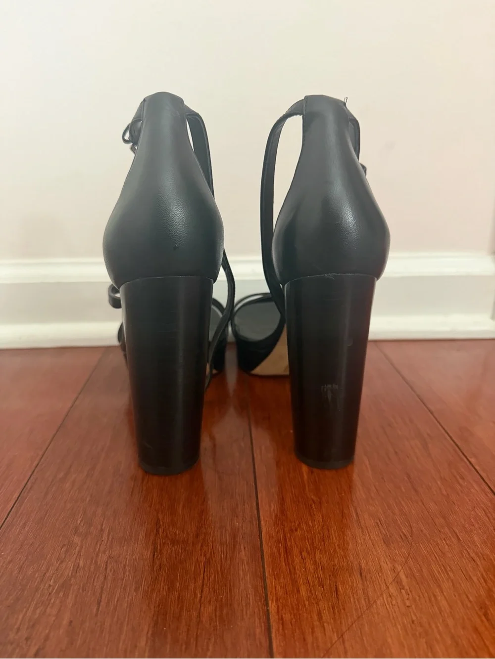 Michael Kors Black Leather Strappy Platform Heels
